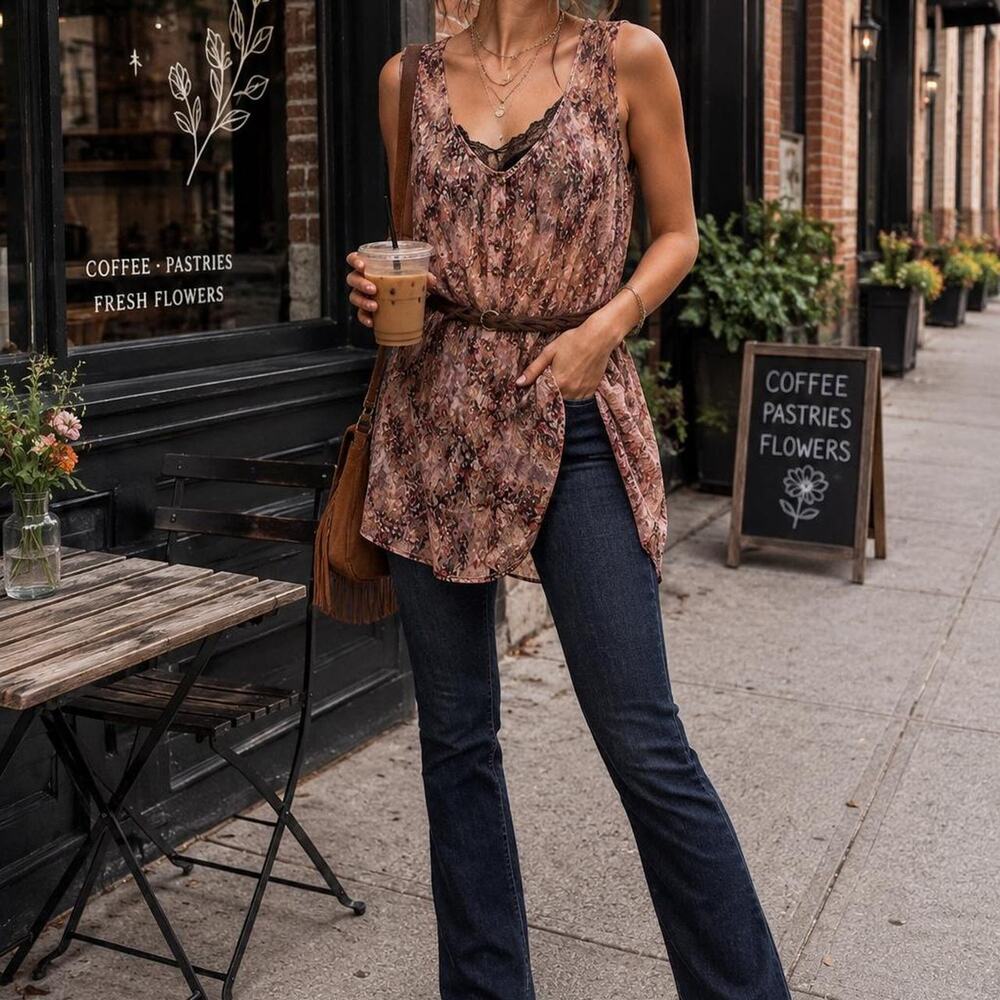 Ella Moss Sheer Boho Tunic Dress Sleeveless XS